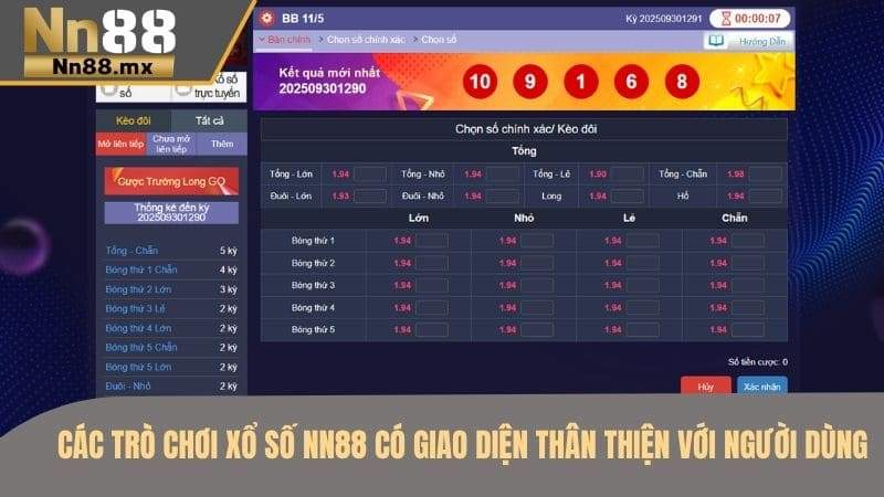 Các trò chơi tại xổ số NN88 có giao diện thân thiện với người dùng