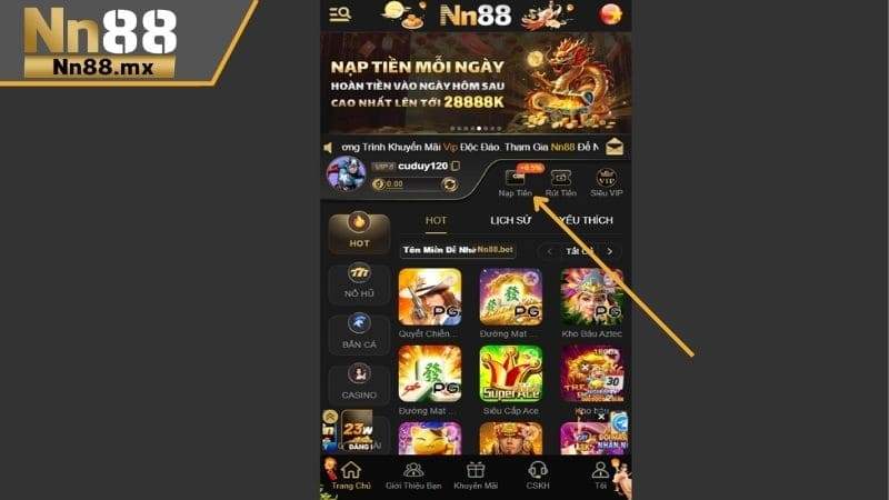 Chi tiết cách nạp tiền NN88