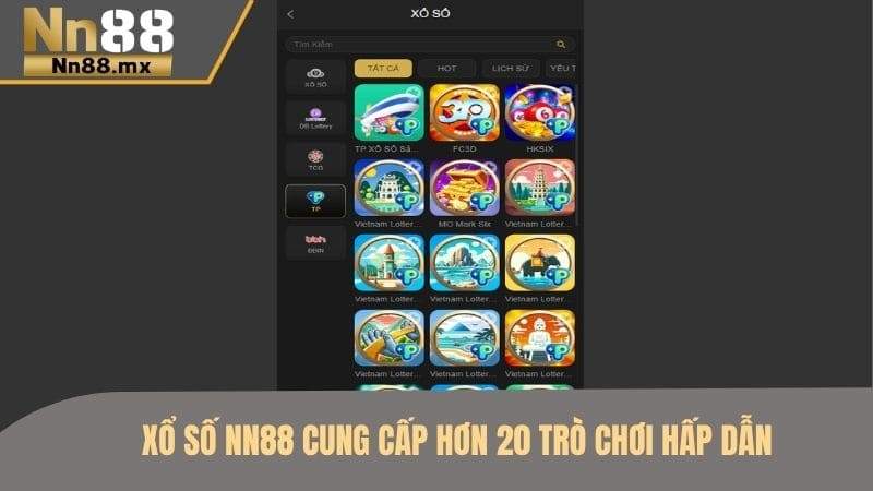Xổ số NN88 cung cấp hơn 20 trò chơi hấp dẫn